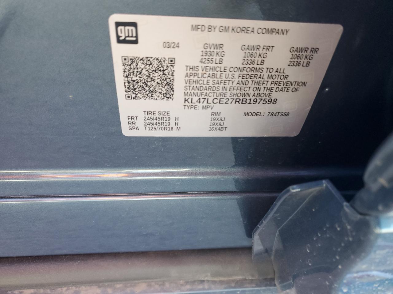 2024 Buick Envista Avenir VIN: KL47LCE27RB197598 Lot: 92044175