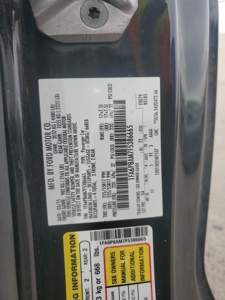 2015 Ford Mustang VIN: 1FA6P8AM7F5386665 Lot: 92205255