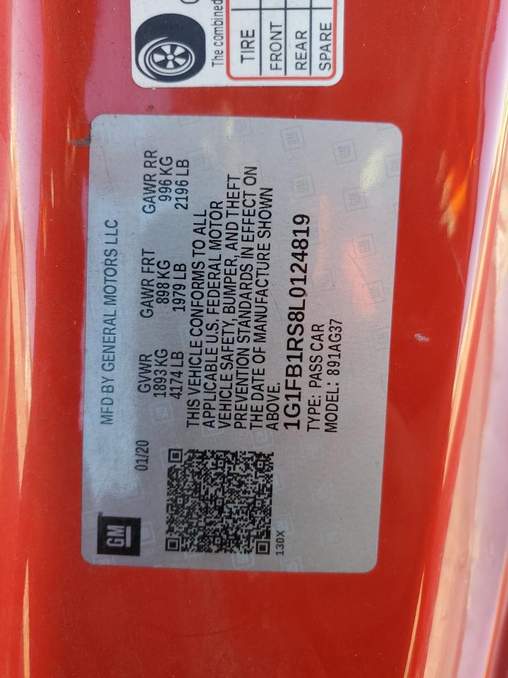 2020 Chevrolet Camaro Ls VIN: 1G1FB1RS8L0124819 Lot: 93013365