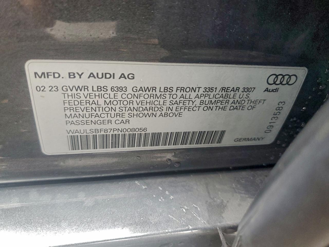 2017 Audi S8 VIN: WAULSBF87PN008056 Lot: 94427185