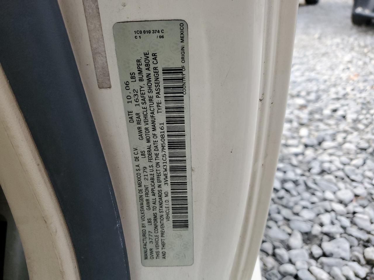 2007 Volkswagen New Beetle 2.5L VIN: 3VWEW31C57M508161 Lot: 93003465