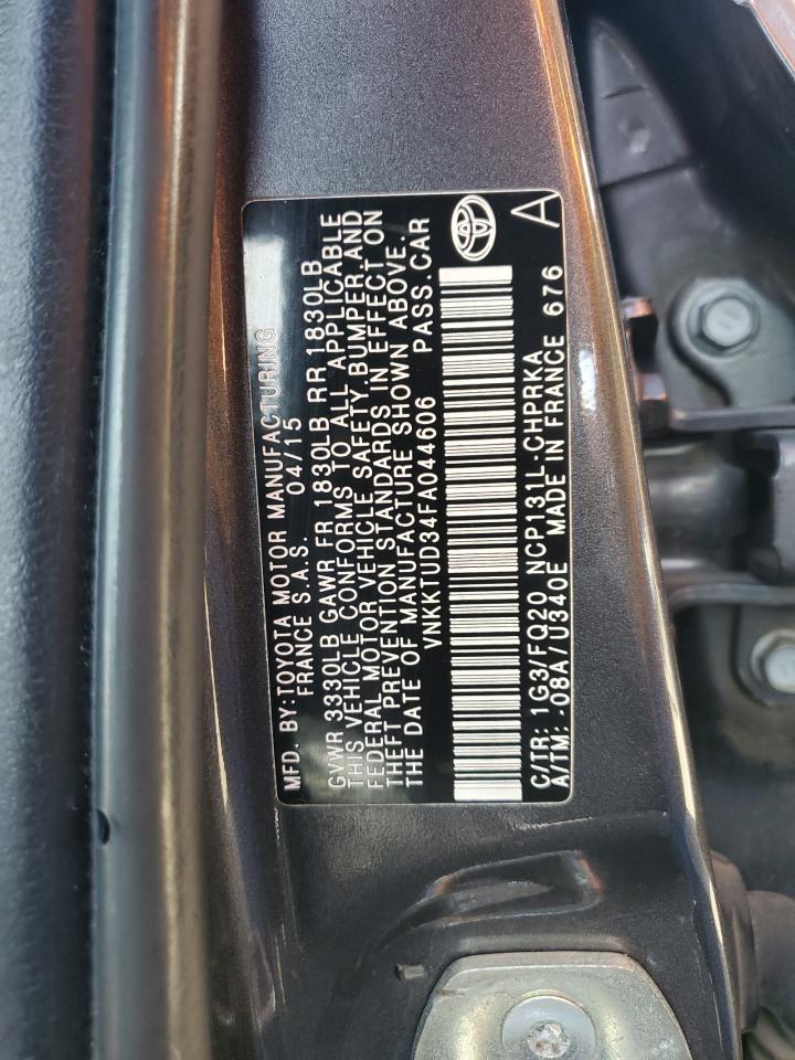 2015 Toyota Yaris VIN: VNKKTUD34FA044606 Lot: 91467275