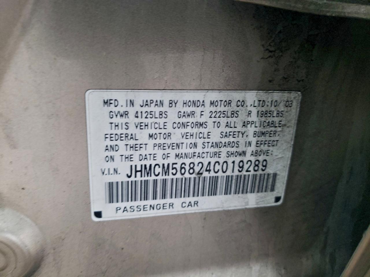 2004 Honda Accord Ex VIN: JHMCM56824C019289 Lot: 94676815