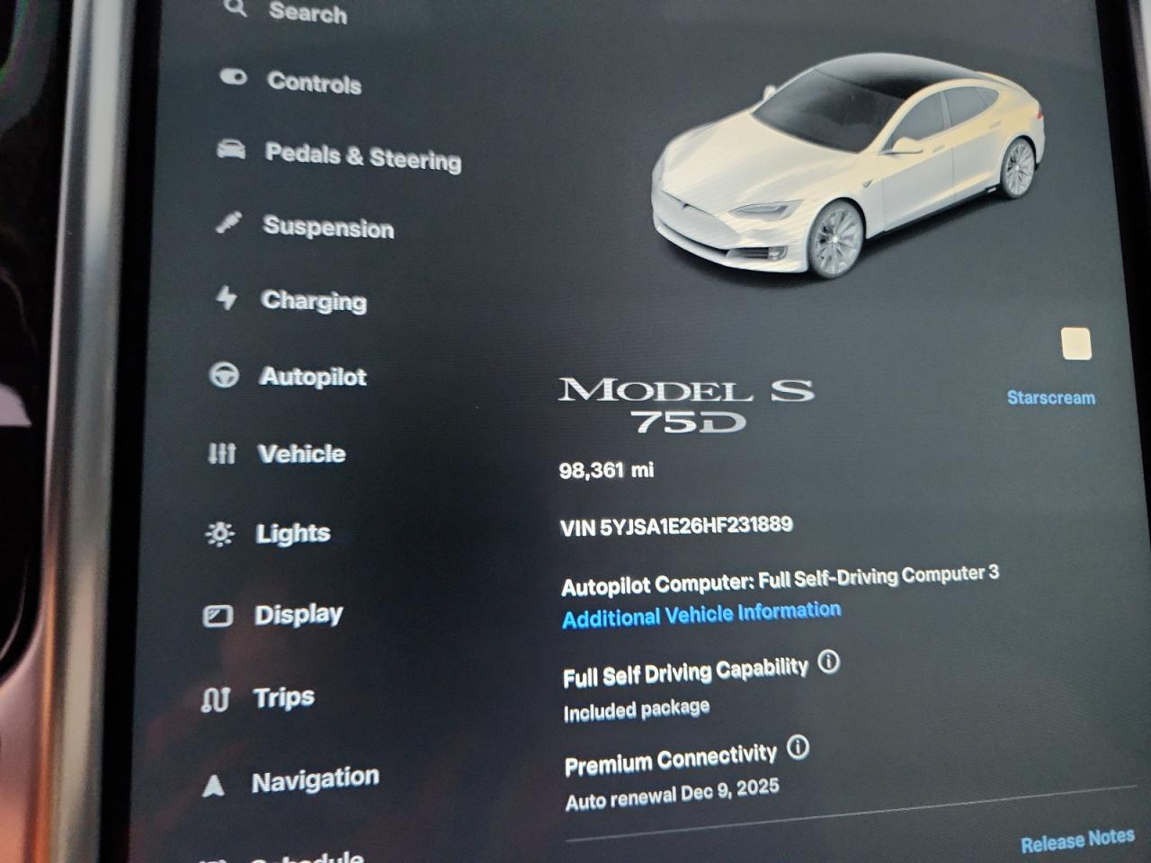 2017 Tesla Model S VIN: 5YJSA1E26HF231889 Lot: 91278205