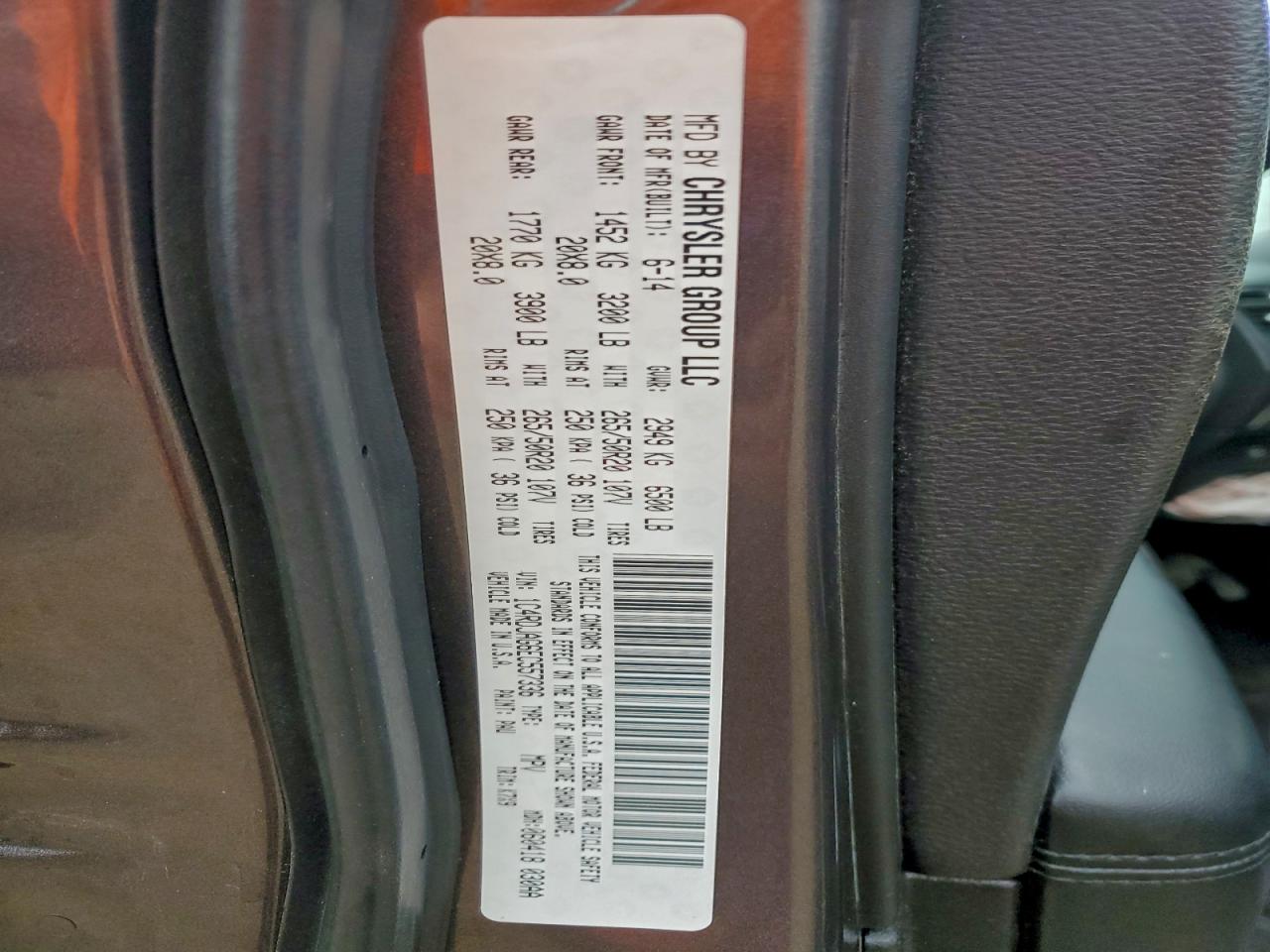 2014 Dodge Durango Sxt VIN: 1C4RDJAG6EC557336 Lot: 93446295