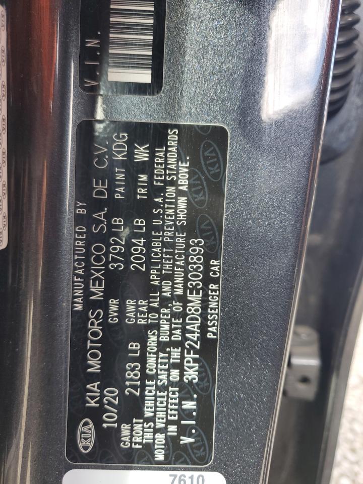 2021 Kia Forte Gt Line VIN: 3KPF54AD6PE552835 Lot: 92127525