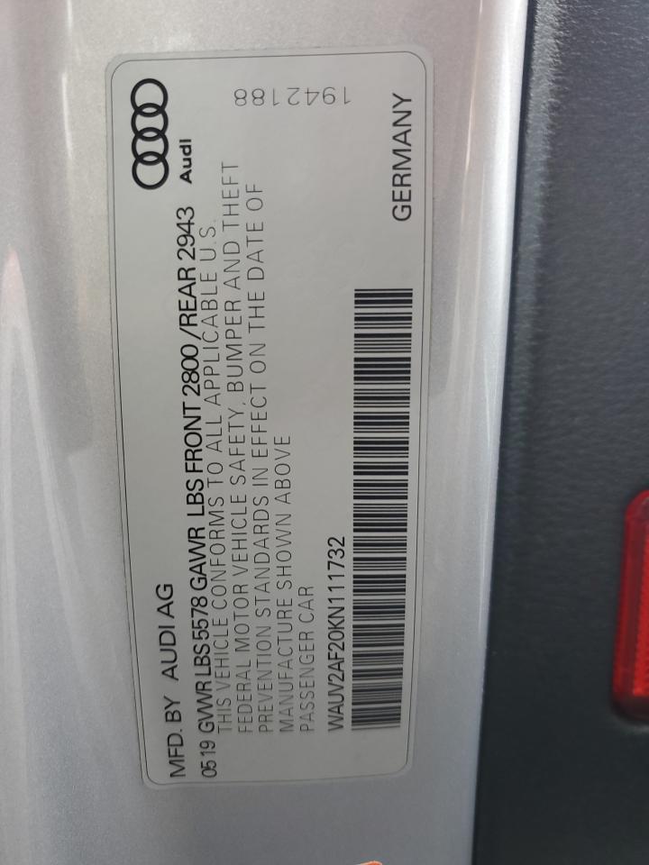 2019 Audi A7 Prestige S-Line VIN: WAUV2AF20KN111732 Lot: 93045275