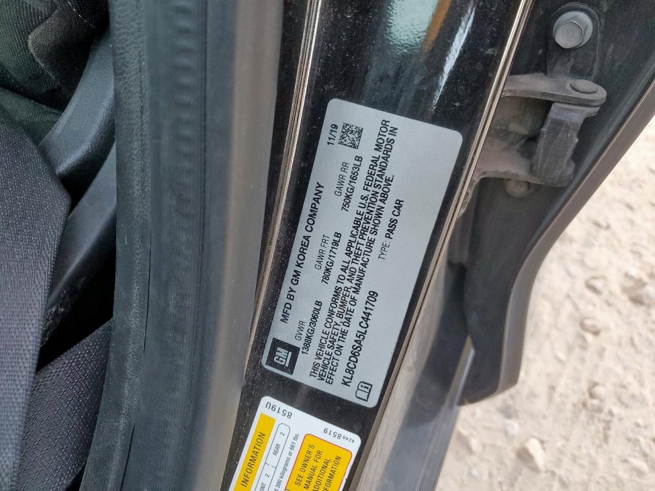 2020 Chevrolet Spark 1Lt VIN: KL8CD6SA5LC441709 Lot: 92662045