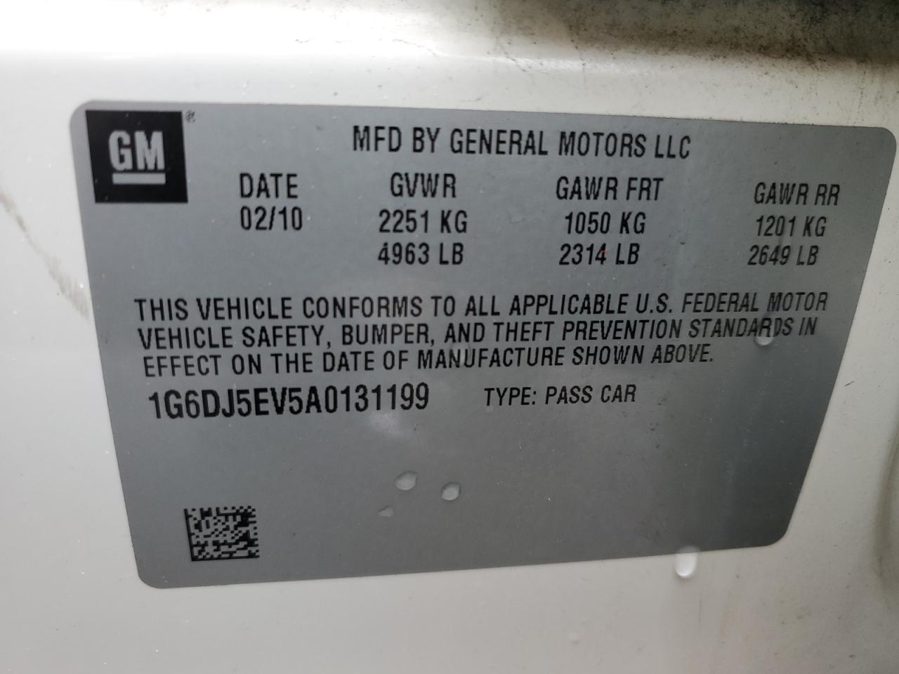 2010 Cadillac Cts Performance Collection VIN: 1G6DJ5EV5A0131199 Lot: 93416115