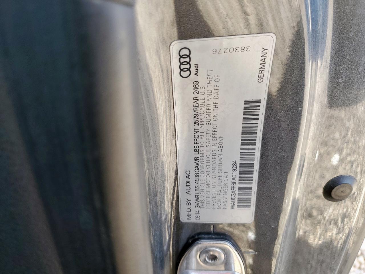 2015 Audi S5 Premium Plus VIN: WAUCGAFR6FA019284 Lot: 92796745