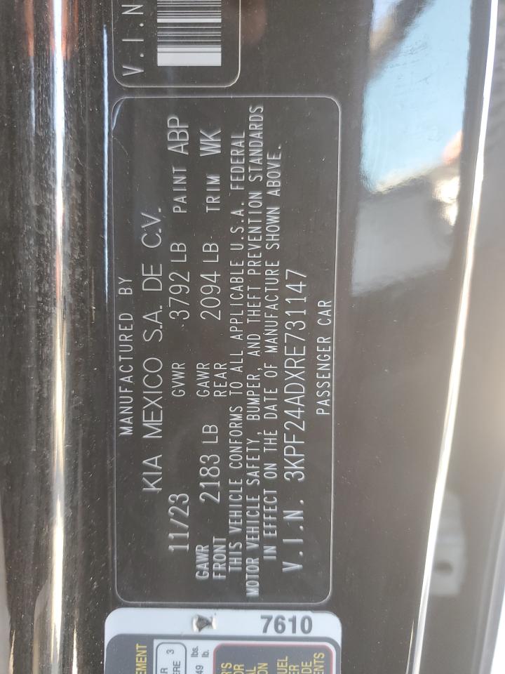 2024 Kia Forte Lx VIN: 3KPF24ADXRE731147 Lot: 92257925