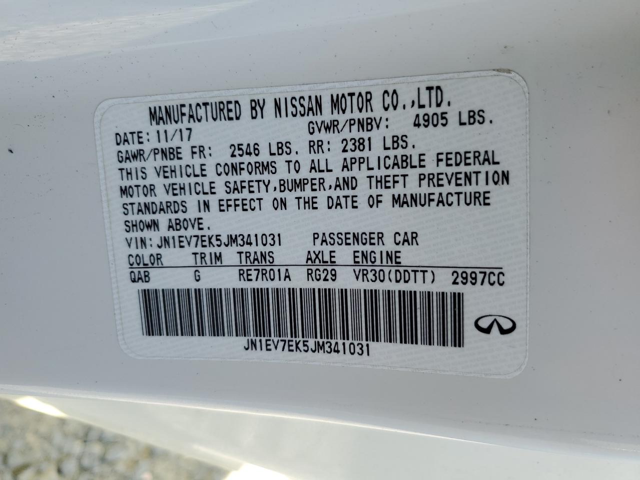 2018 Infiniti Q60 Luxe 300 VIN: JN1EV7EK5JM341031 Lot: 92603695