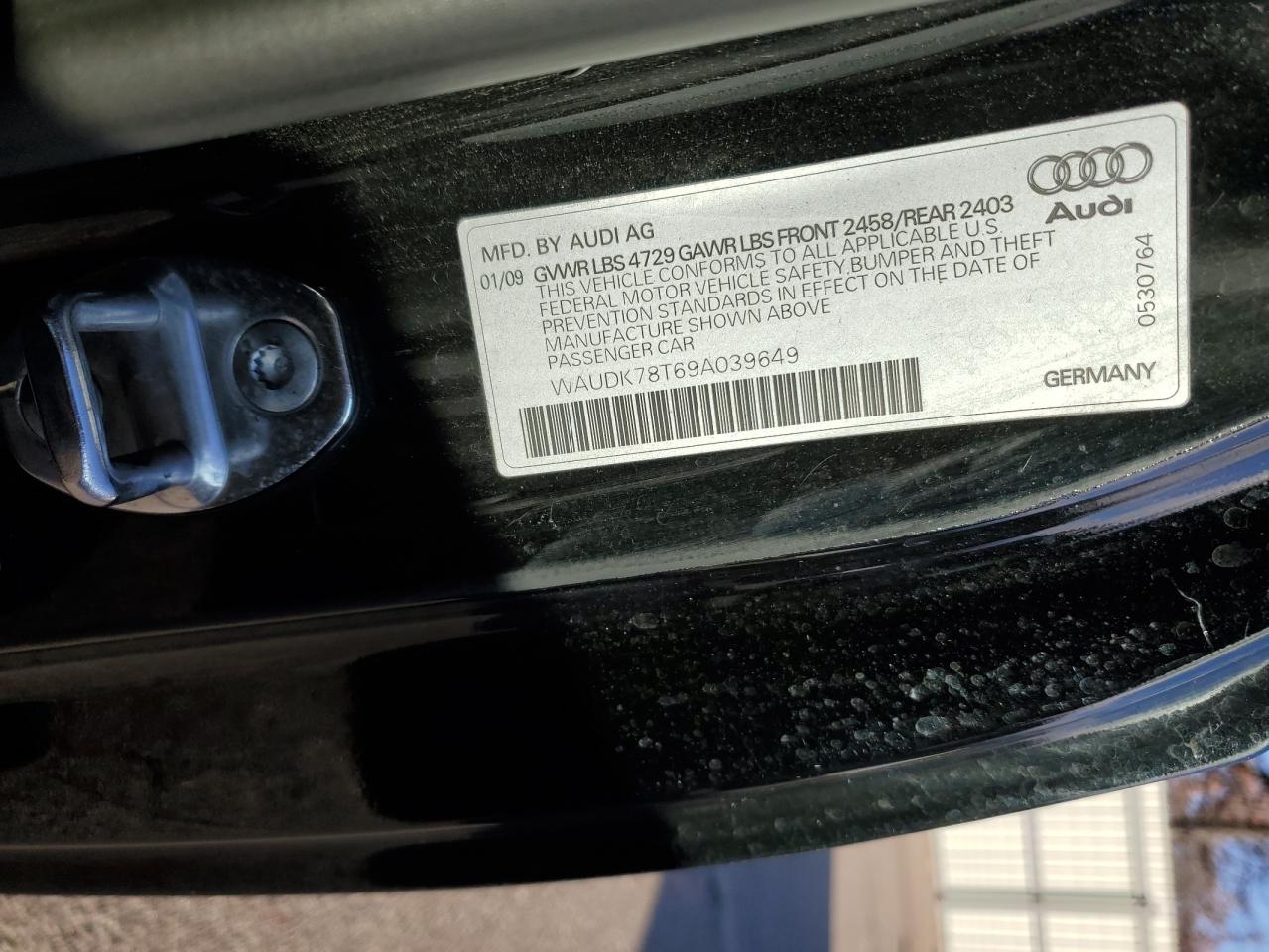 2009 Audi A5 Quattro VIN: WAUDK78T69A039649 Lot: 93032165