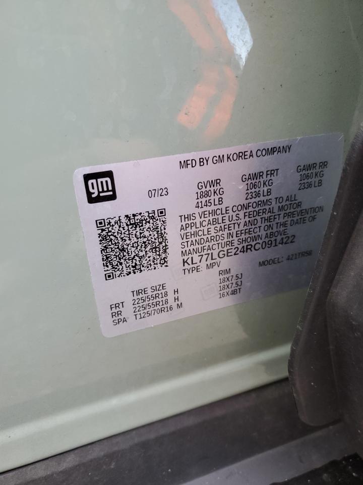 2024 Chevrolet Trax 1Rs VIN: KL77LGE24RC091422 Lot: 90997035