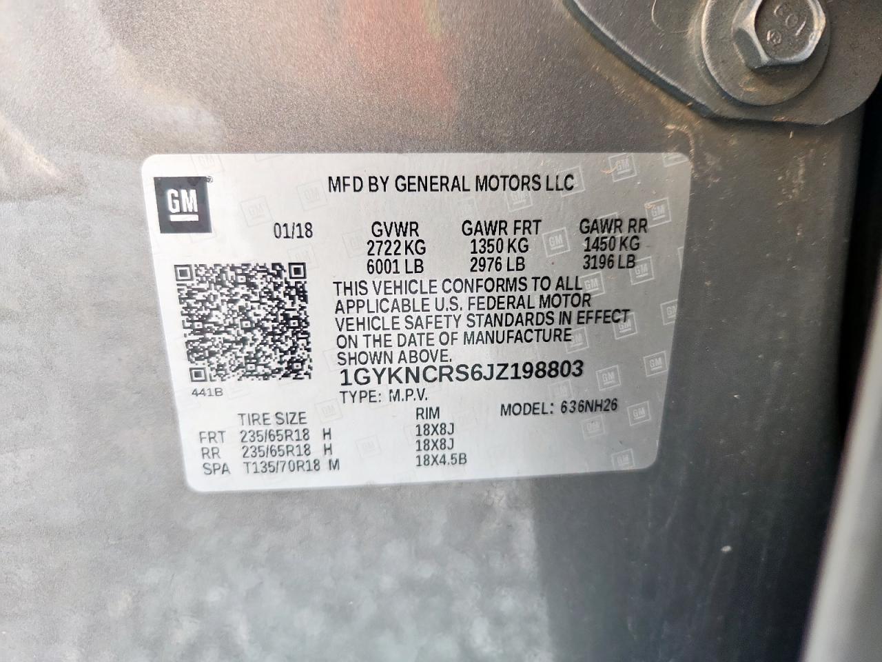 2018 Cadillac Xt5 Luxury VIN: 1GYKNCRS6JZ198803 Lot: 92512175