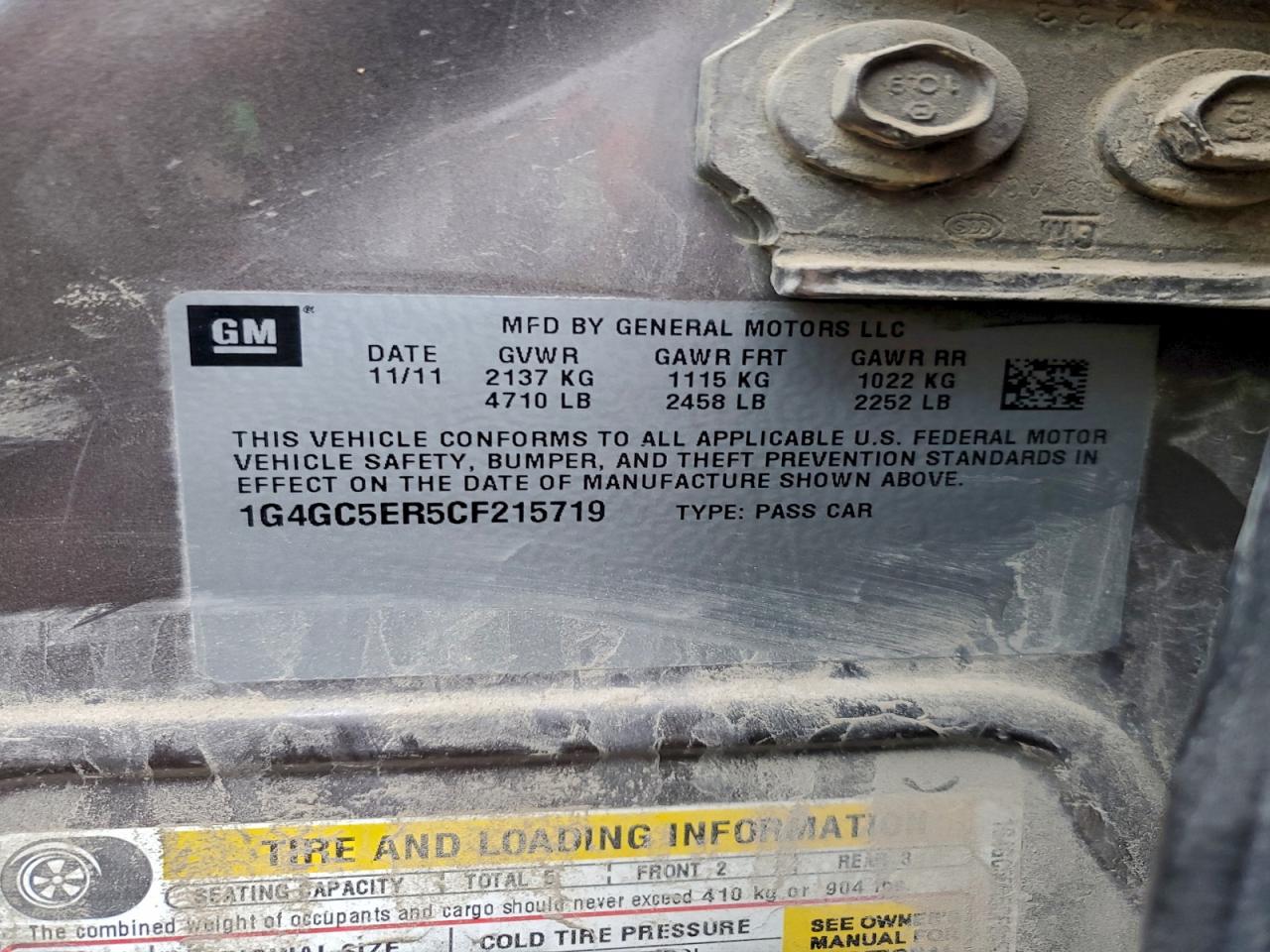 2012 Buick Lacrosse VIN: 1G4GC5ER5CF215719 Lot: 93959505