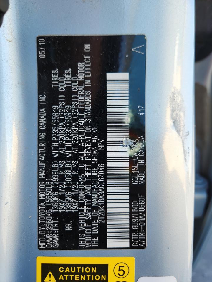 2010 Lexus Rx 350 VIN: 2T2BK1BA3AC067046 Lot: 92463045