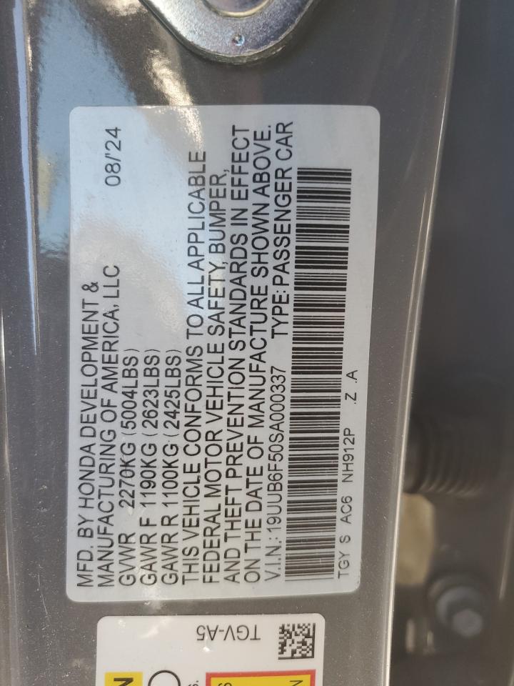 2025 Acura Tlx A-Spec VIN: 19UUB6F50SA000337 Lot: 90895405