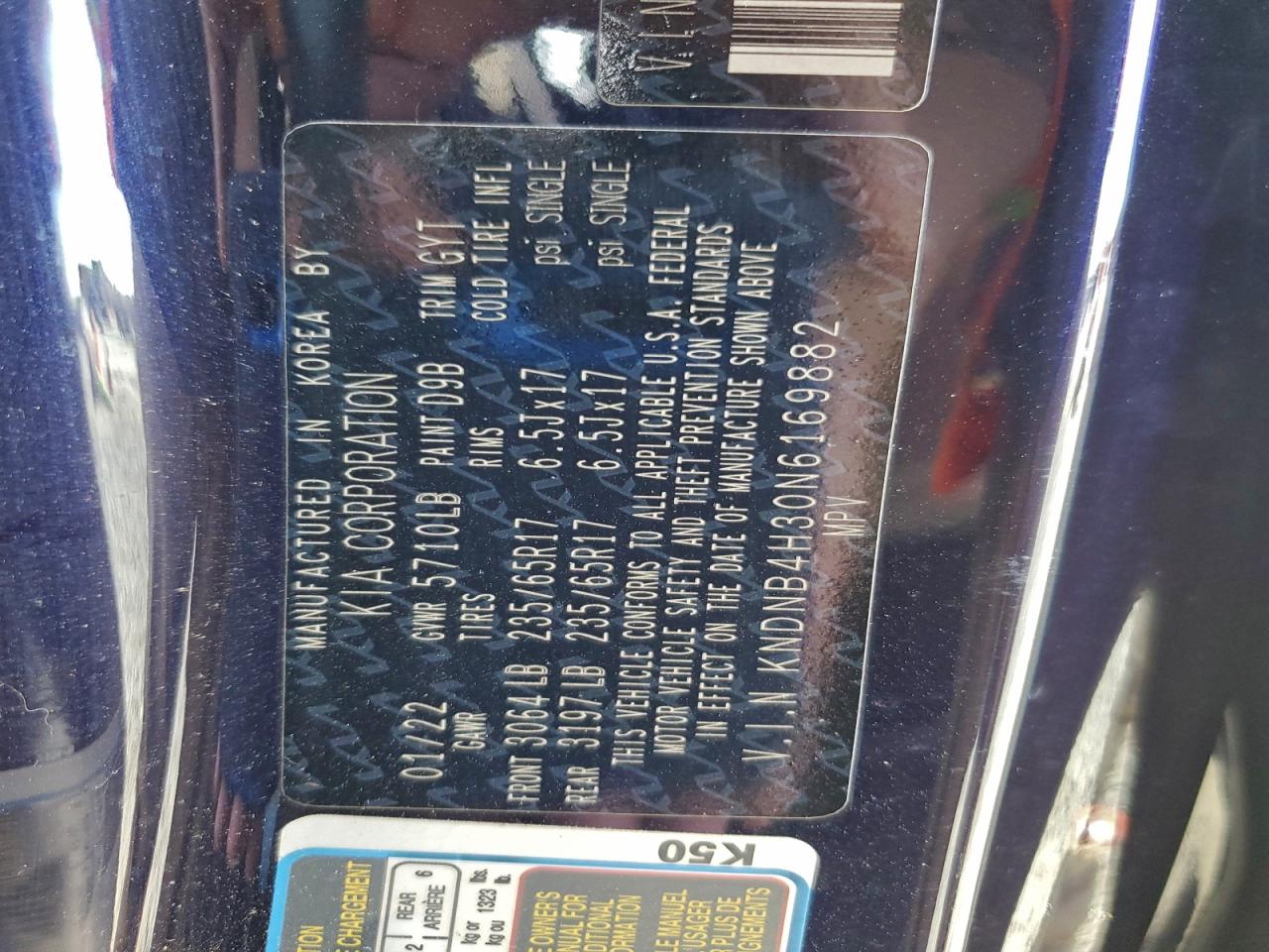 2022 Kia Carnival Lx VIN: KNDNB4H30N6169882 Lot: 94034695