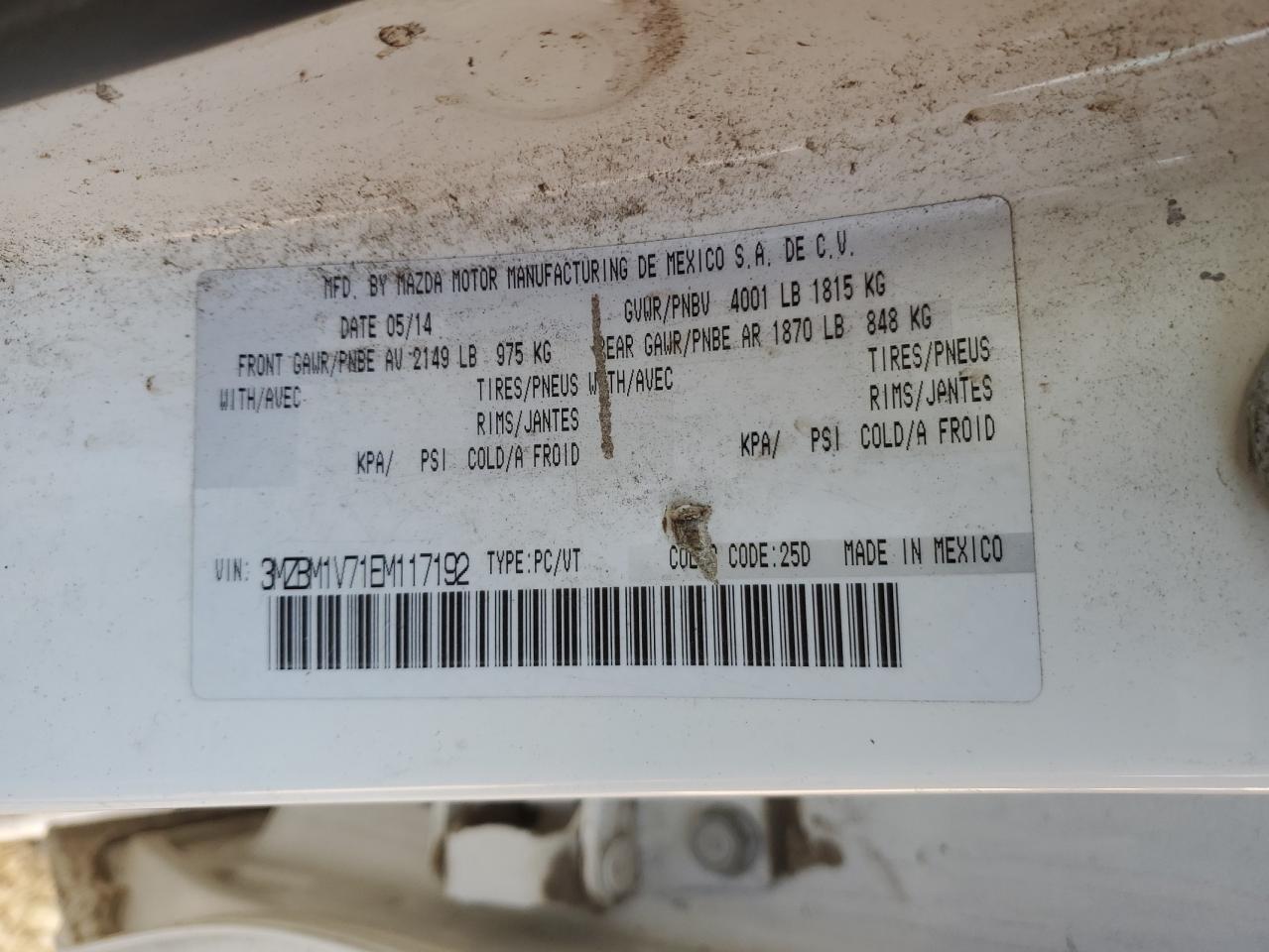 2014 Mazda 3 Touring VIN: 3MZBM1V71EM117192 Lot: 90406905