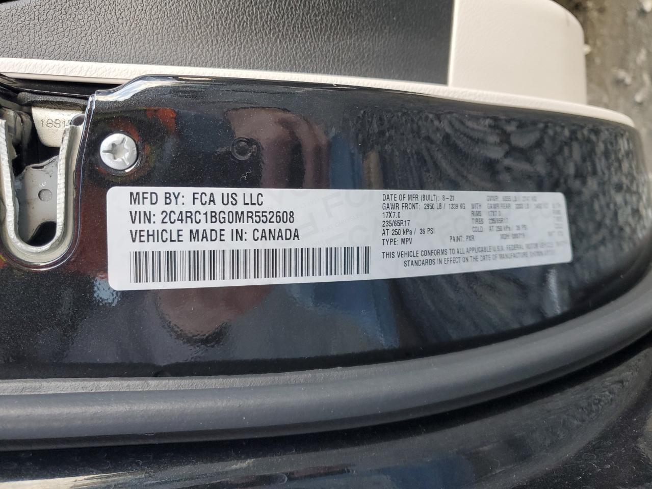 2021 Chrysler Pacifica Touring L VIN: 2C4RC1BG0MR552608 Lot: 93063875