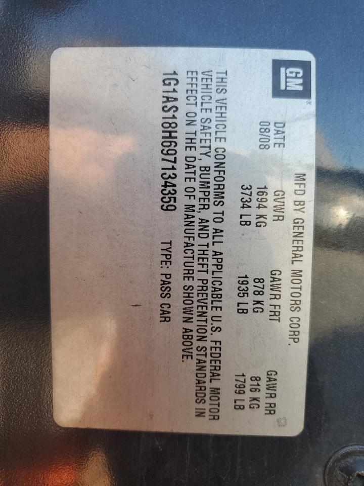 2009 Chevrolet Cobalt Ls VIN: 1G1AS18H697134359 Lot: 91271015