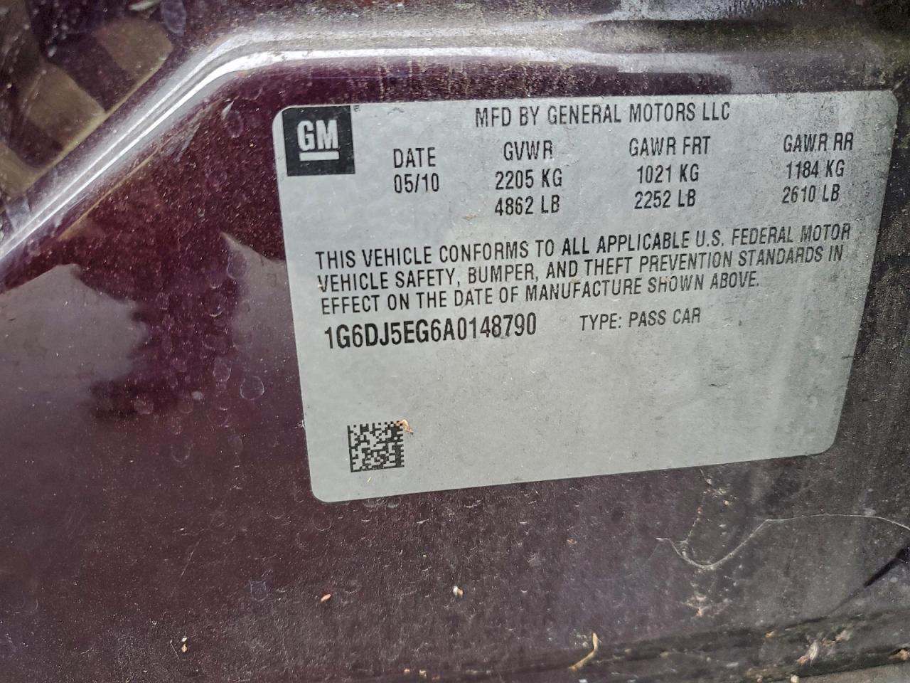 2010 Cadillac Cts Performance Collection VIN: 1G6DJ5EG6A0148790 Lot: 94188445