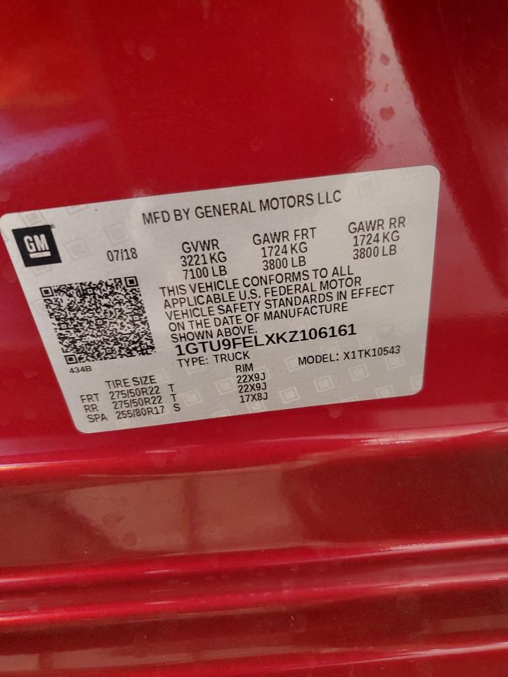 2019 GMC Sierra K1500 Denali VIN: 1GTU9FELXKZ106161 Lot: 91021335