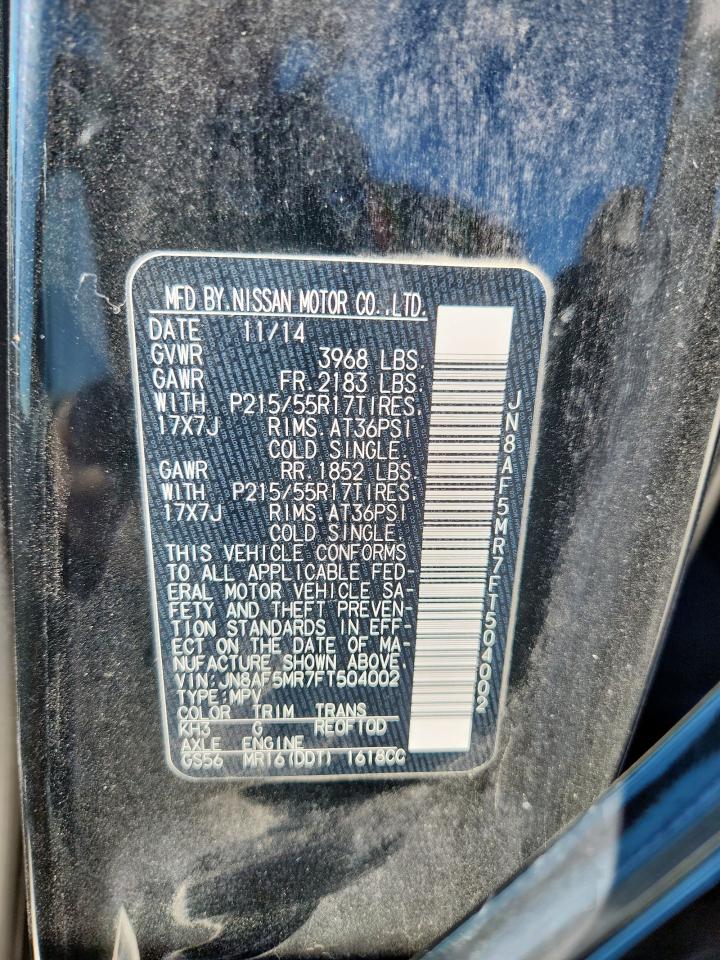 2015 Nissan Juke S VIN: JN8AF5MR7FT504002 Lot: 92434365