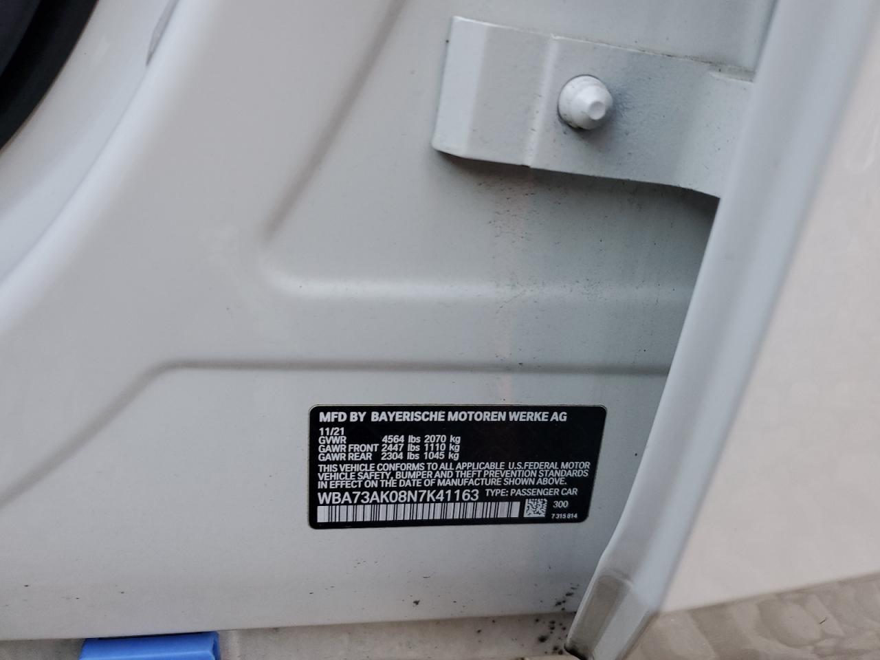 2022 BMW 228Xi VIN: WBA73AK08N7K41163 Lot: 92470415