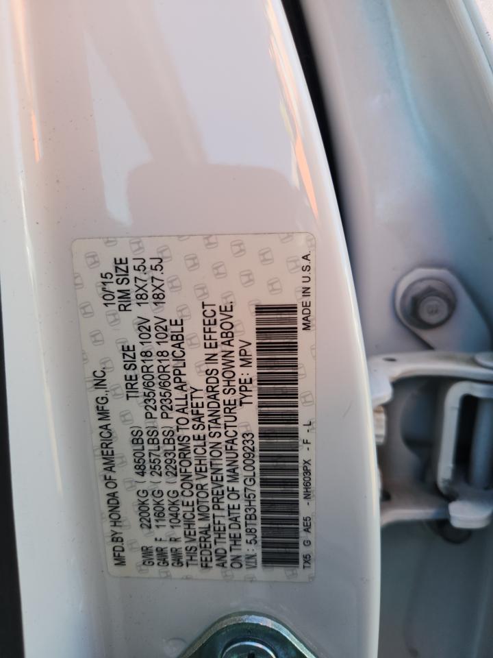 2016 Acura Rdx Technology VIN: 5J8TB3H57GL009233 Lot: 91305735