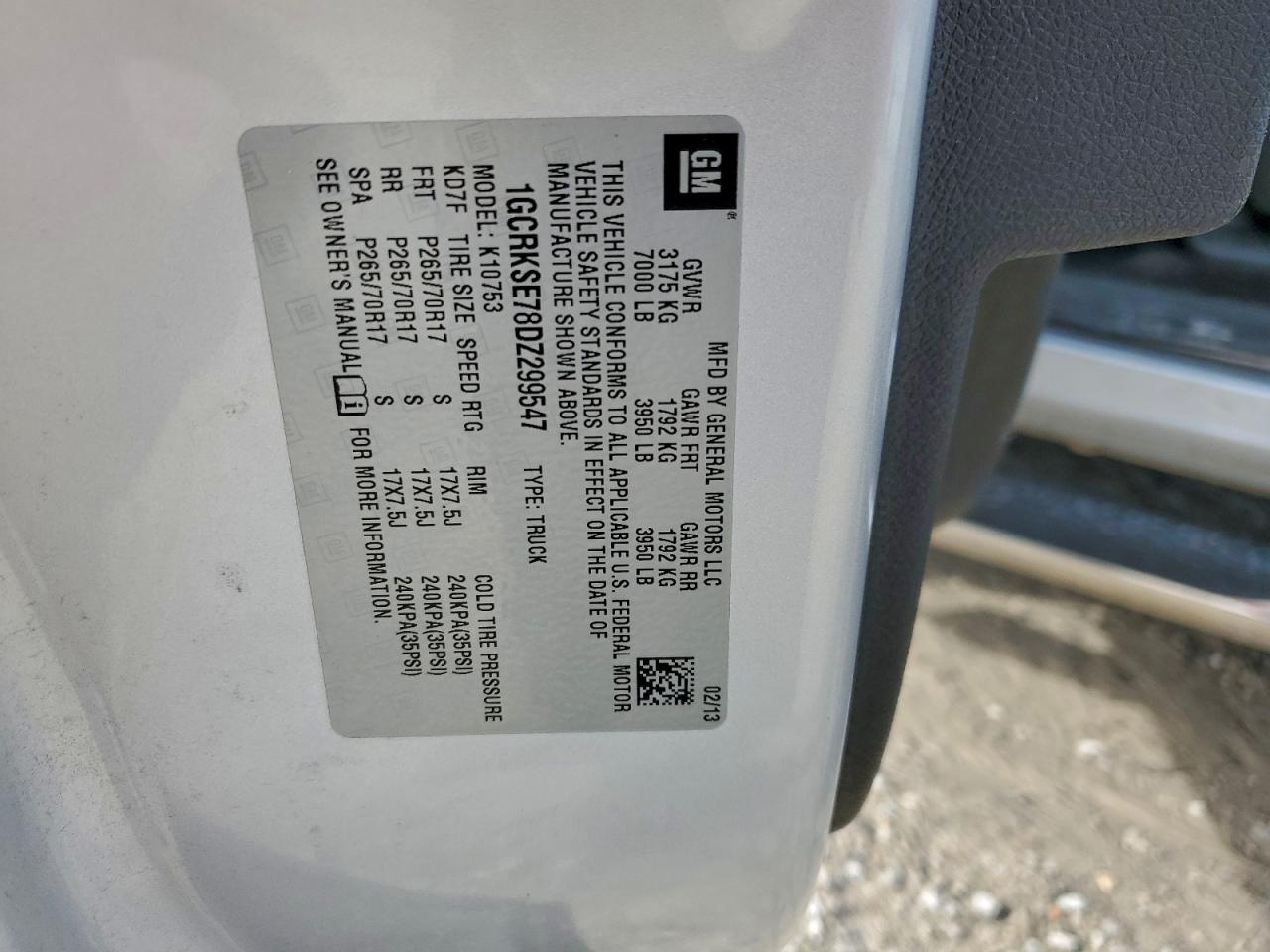 2013 Chevrolet Silverado K1500 Lt VIN: 1GCRKSE78DZ299547 Lot: 93974935