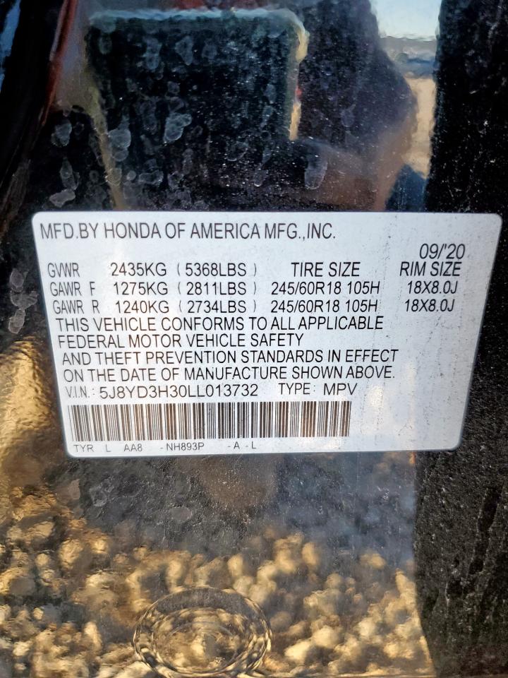 2020 Acura Mdx VIN: 5J8YD3H30LL013732 Lot: 91184135