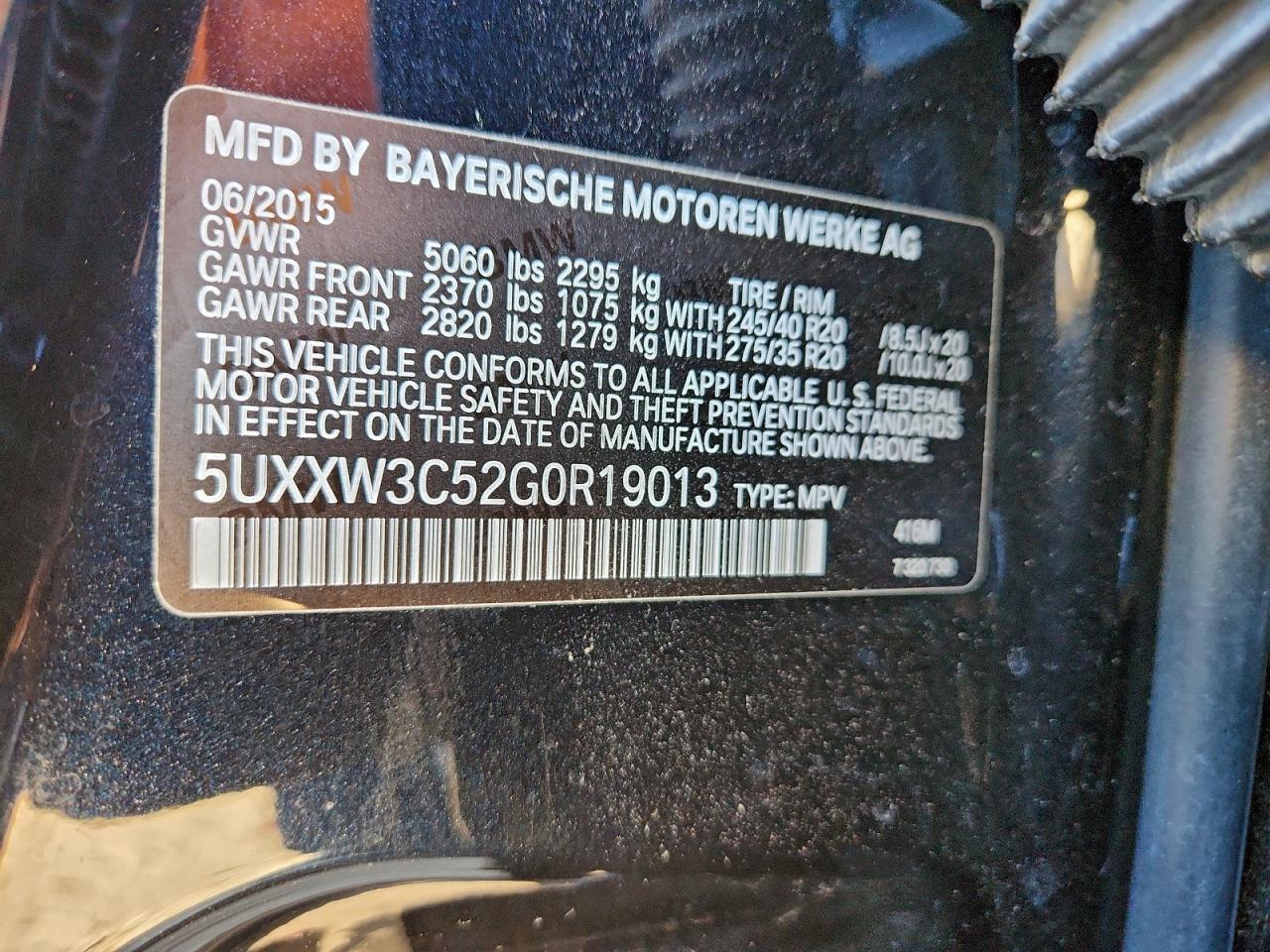 2016 BMW X4 xDrive28I VIN: 5UXXW3C52G0R19013 Lot: 94362905