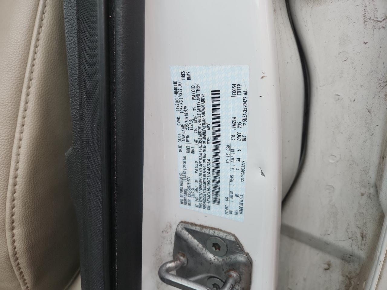 2016 Ford Escape Titanium VIN: 1FMCU9J99GUA48324 Lot: 92579415