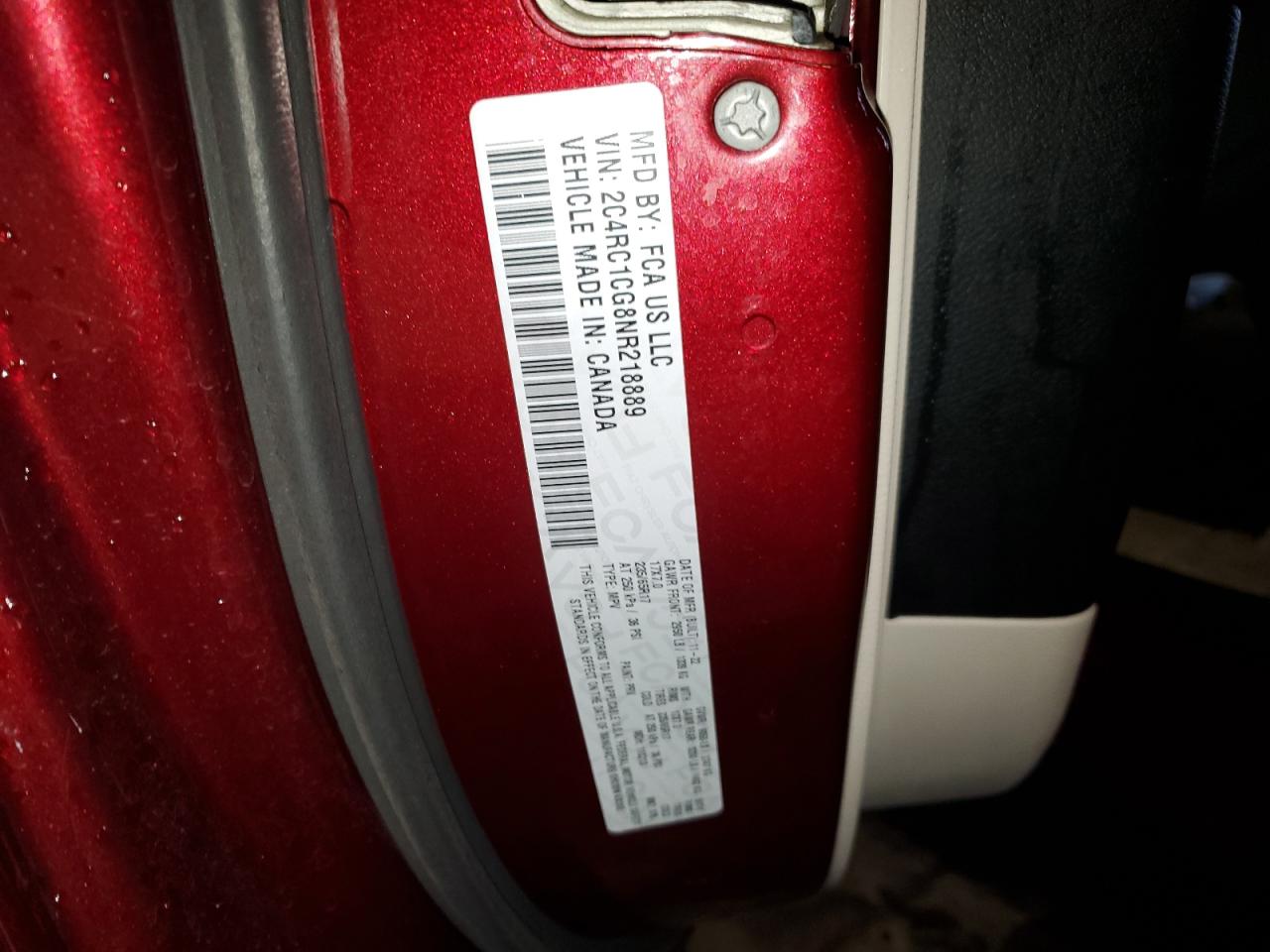 2022 Chrysler Voyager Lx VIN: 2C4RC1CG8NR218889 Lot: 92857245