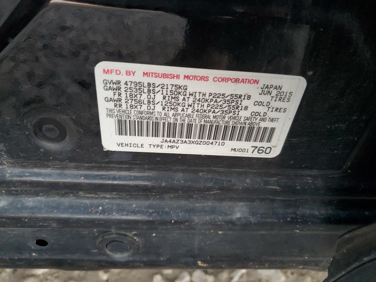 2016 Mitsubishi Outlander Se VIN: JA4AZ3A3XGZ004710 Lot: 92449535