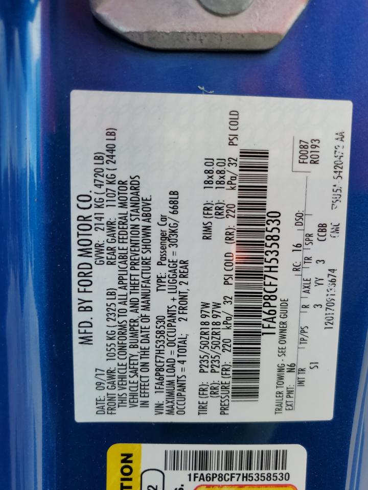 2017 Ford Mustang Gt VIN: 1FA6P8CF7H5358530 Lot: 91714155