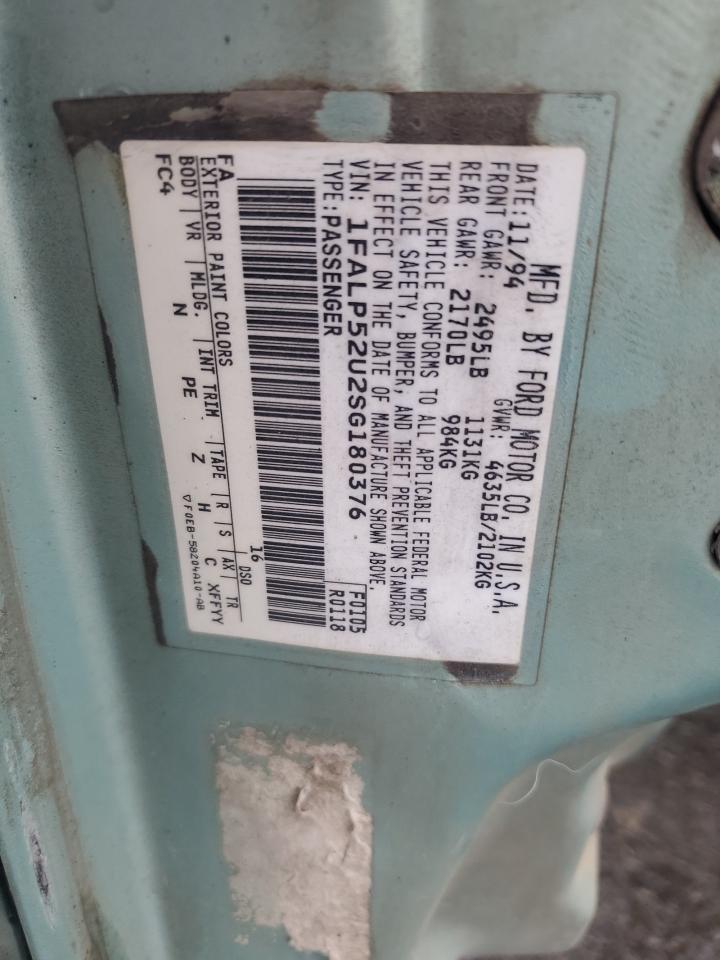 1995 Ford Taurus Gl VIN: 1FALP52U2SG180376 Lot: 92752465