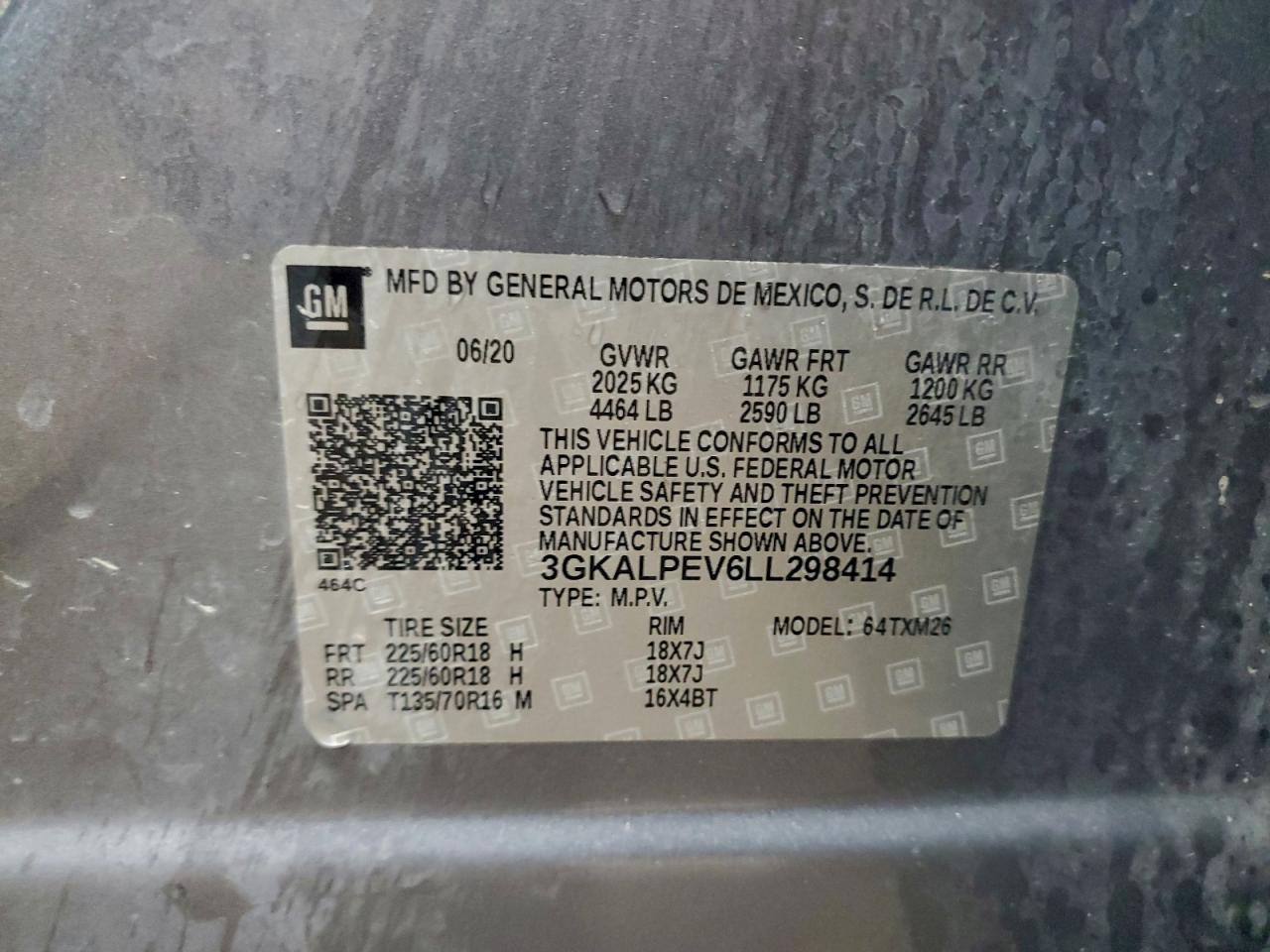 2020 GMC Terrain Slt VIN: 3GKALPEV6LL298414 Lot: 94080855