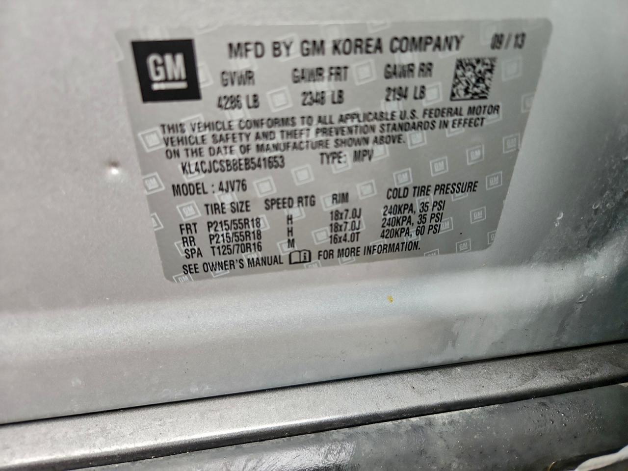 2014 Buick Encore VIN: KL4CJCSB8EB541653 Lot: 94290785