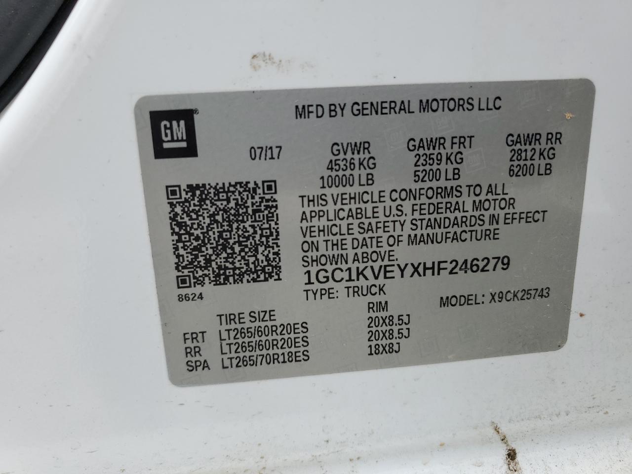 2017 Chevrolet Silverado K2500 Heavy Duty Lt VIN: 1GC1KVEYXHF246279 Lot: 91228545