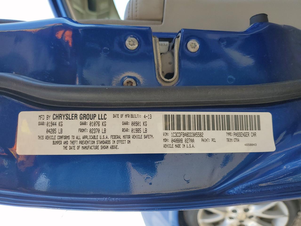 2013 Dodge Dart Sxt VIN: 1C3CDFBA8DD305582 Lot: 91382975