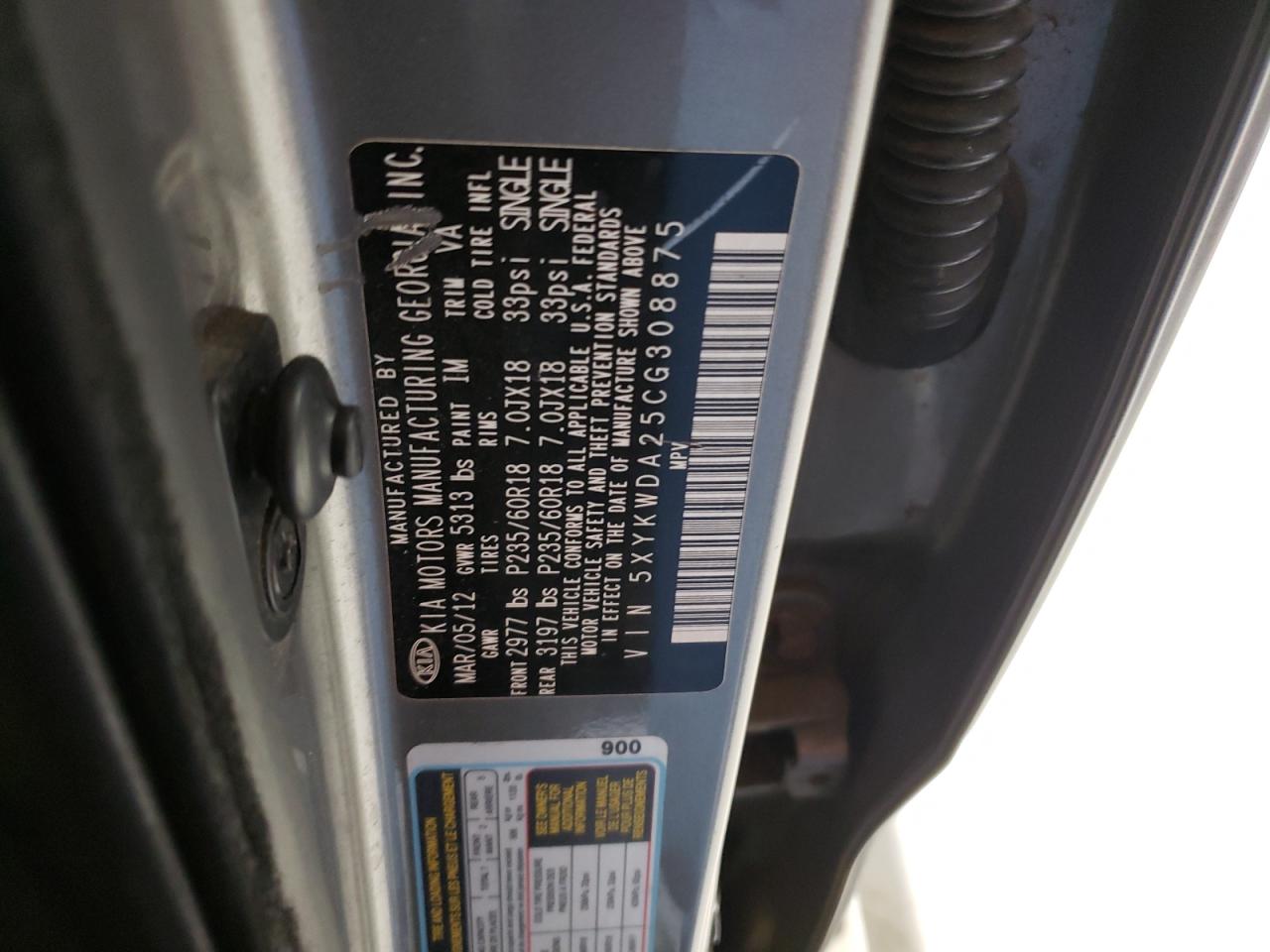 2012 Kia Sorento Sx VIN: 5XYKWDA25CG308875 Lot: 93144645