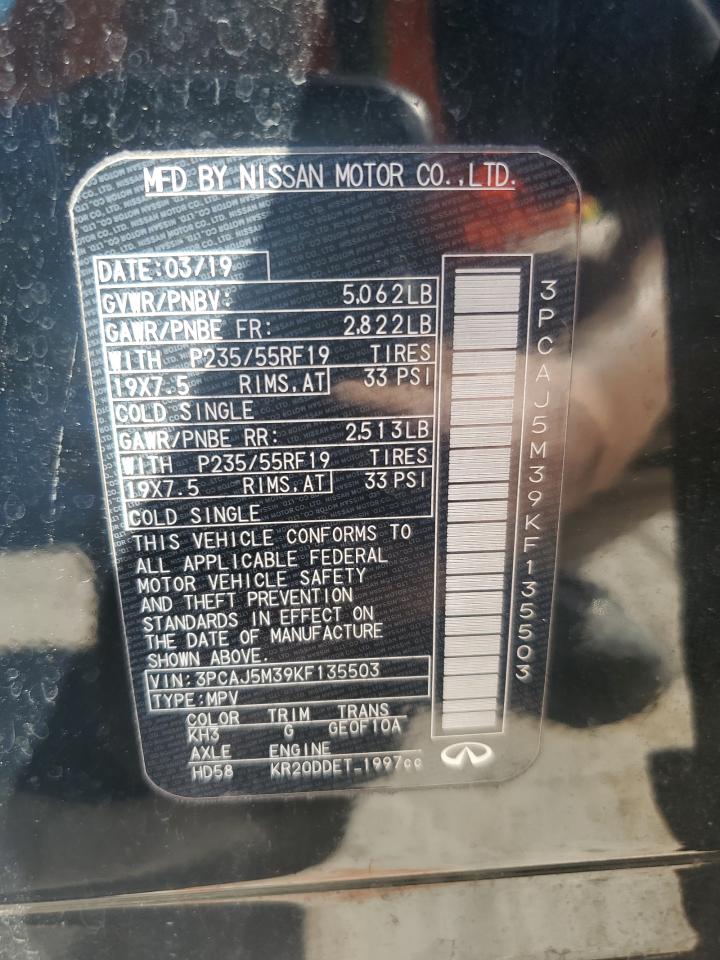 2019 Infiniti Qx50 Essential VIN: 3PCAJ5M39KF135503 Lot: 90833005