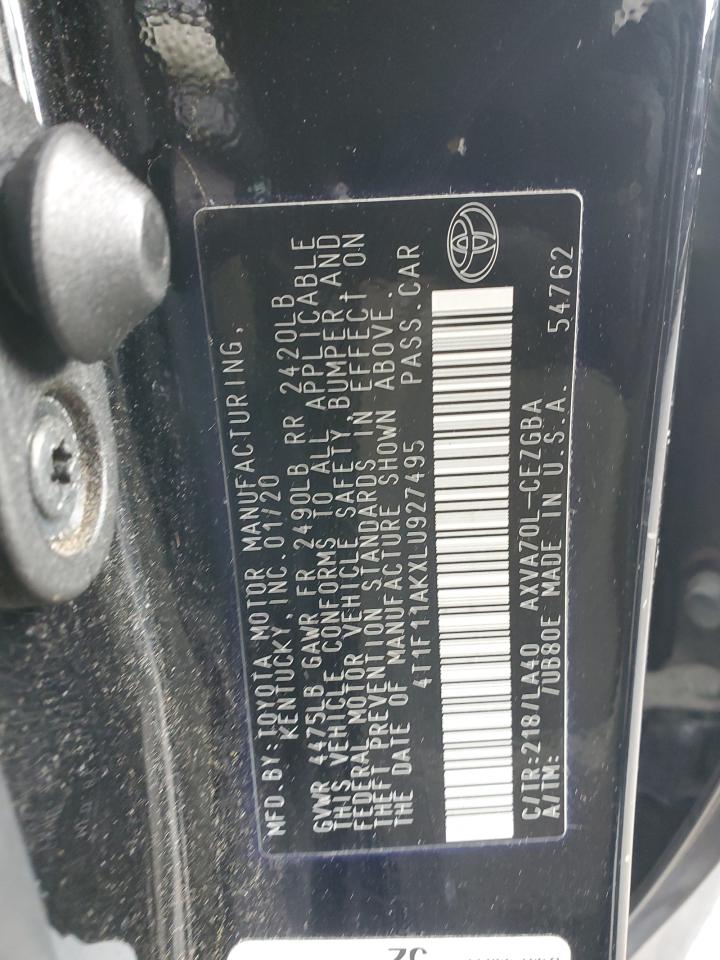 2020 Toyota Camry Xle VIN: 4T1F11AKXLU927495 Lot: 92406145