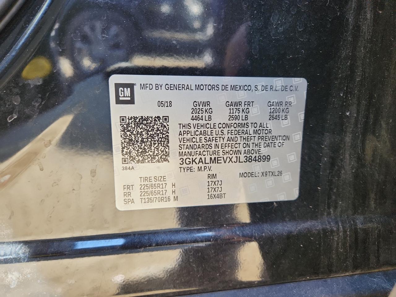 2018 GMC Terrain Sle VIN: 3GKALMEVXJL384899 Lot: 91534285