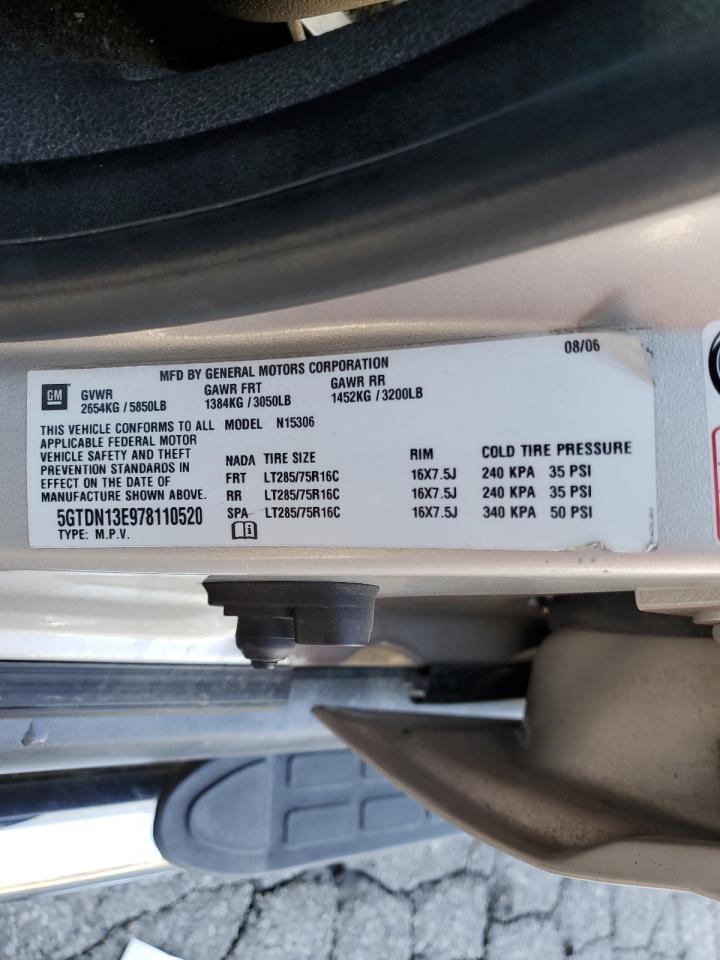 2007 Hummer H3 VIN: 5GTDN13E978110520 Lot: 92748725