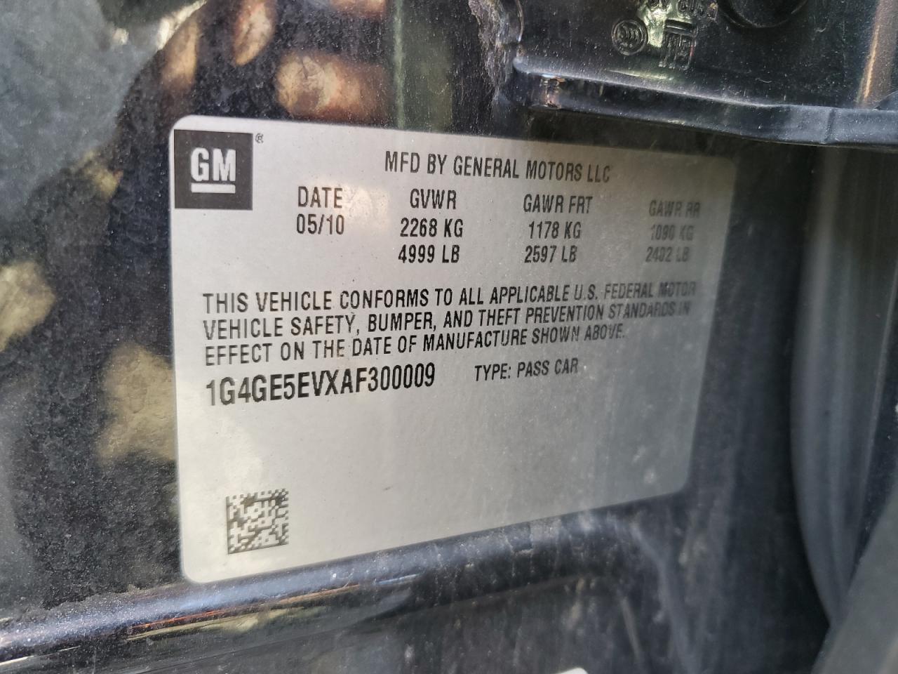 2010 Buick Lacrosse Cxs VIN: 1G4GE5EVXAF300009 Lot: 92410445