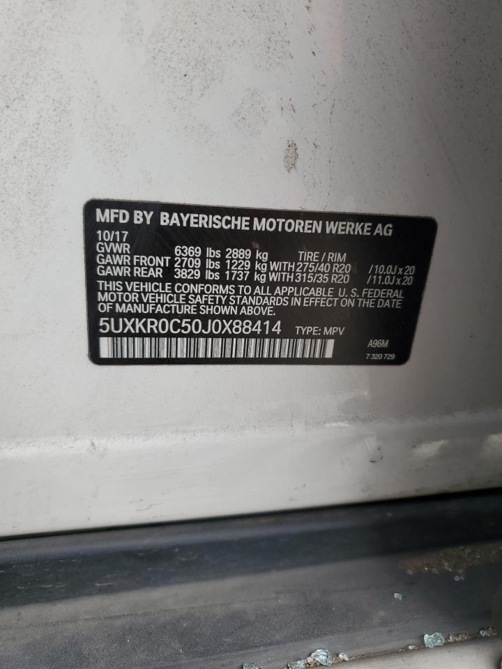 2018 BMW X5 xDrive35I VIN: 5UXKR0C50J0X88414 Lot: 92800815